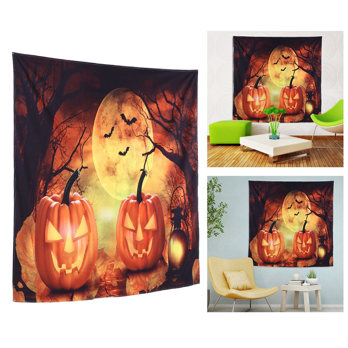 Halloween Tapestry Wall Hanging Mat Carpet Background Decoration Home Party Photo Studio Supplies150x150cm / 59.1x59.1in