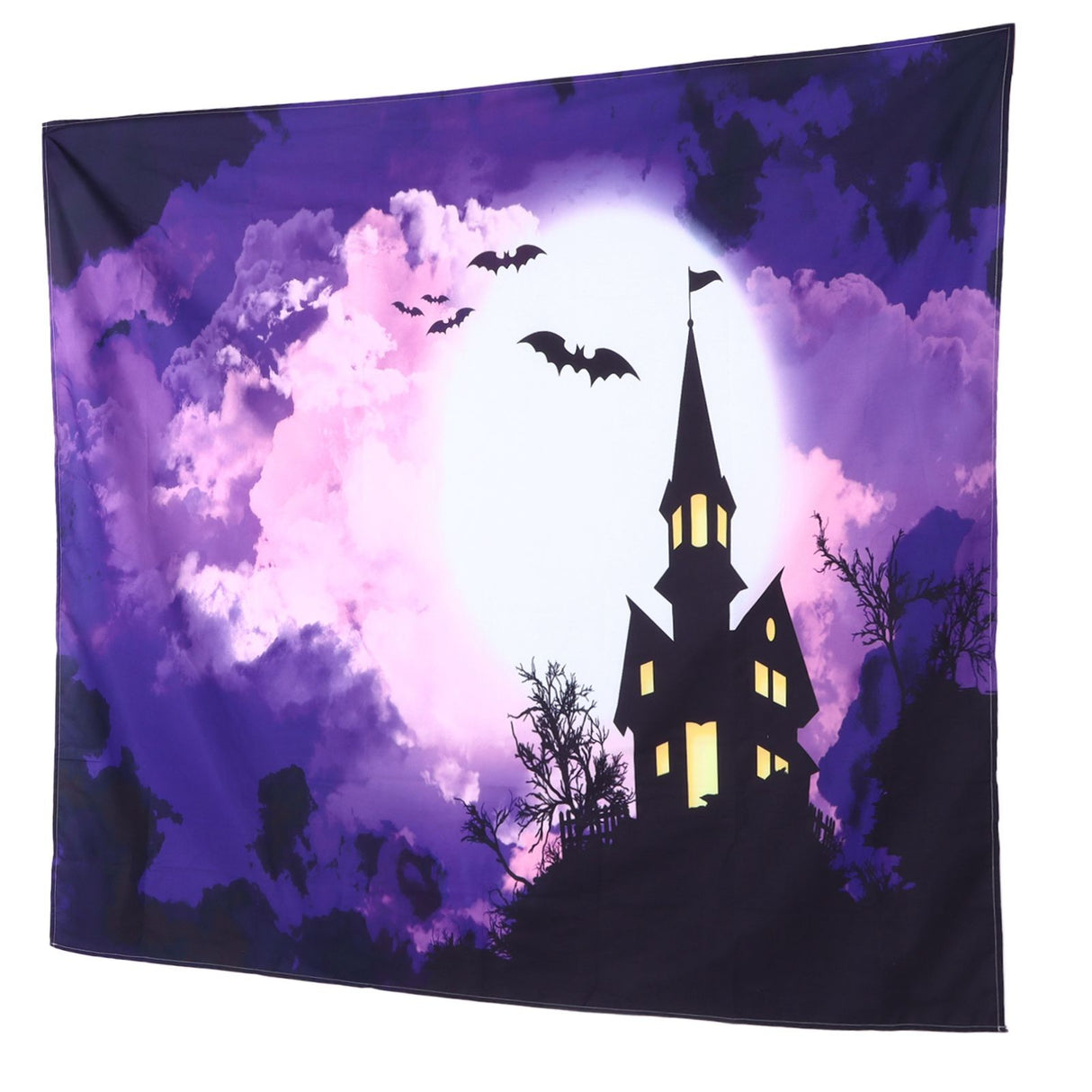 Halloween Castle Pattern Tapestry Wall Hanging Carpet Photography Background Home Party Decoration200x150cm / 78.7x59.1in