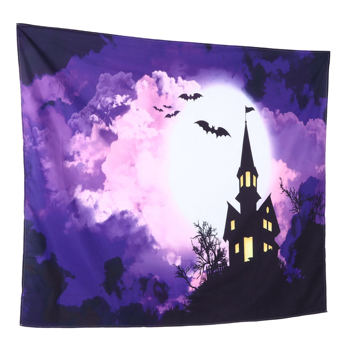Halloween Castle Pattern Tapestry Wall Hanging Carpet Photography Background Home Party Decoration200x150cm / 78.7x59.1in