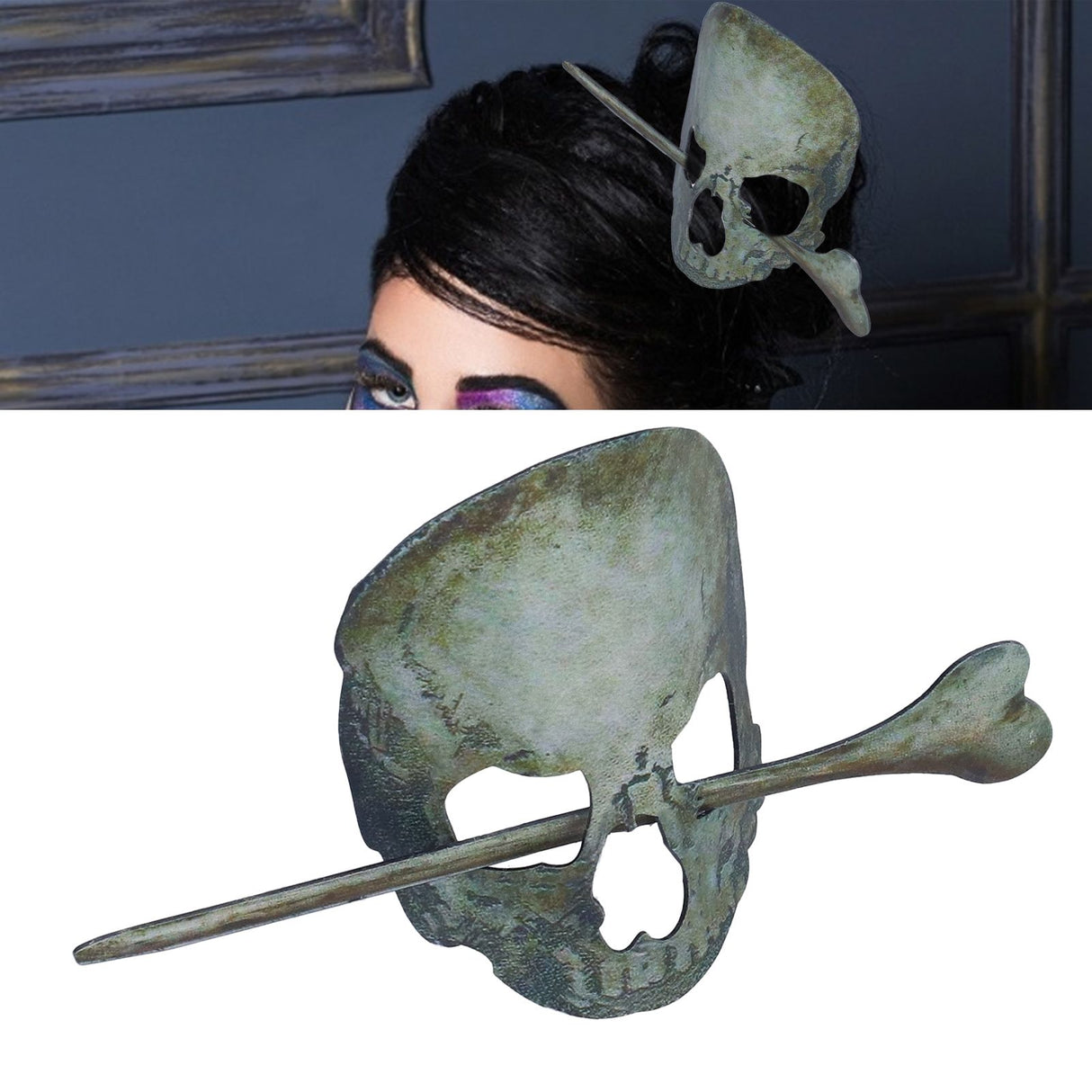 Halloween Hairpin Iron Small Exquisite Reusable Lifelike Halloween Hair Stick for Party Bar HomeSkull