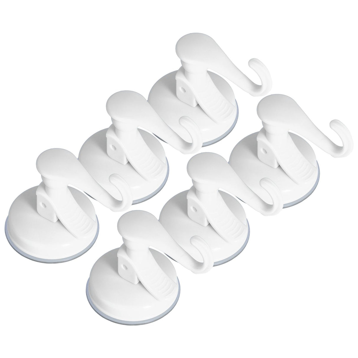 6PCS Strong Vacuum Wall Hook Towel Hook Plastic Self Adhesive Suction Cup for Kitchen Bathroom White