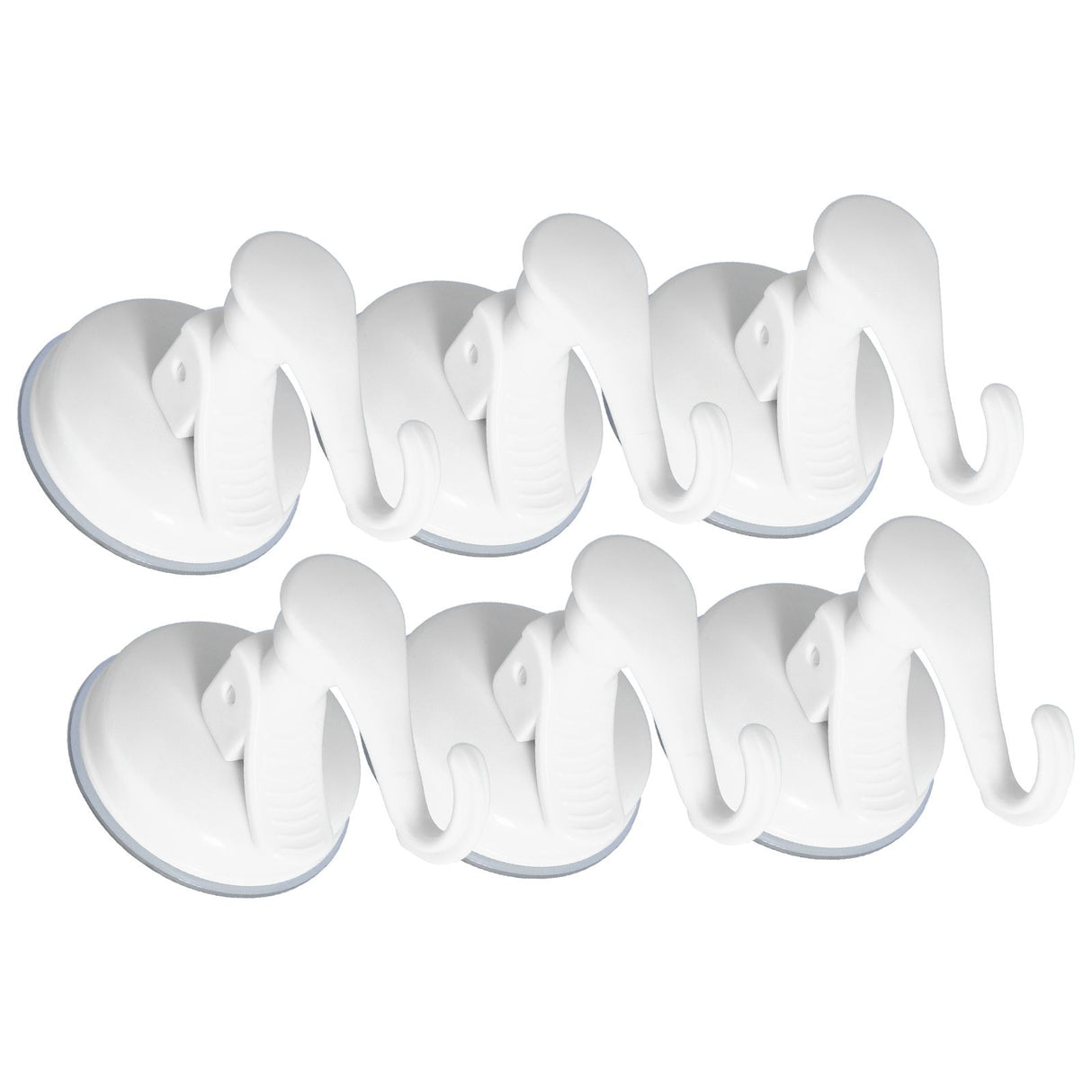 6PCS Strong Vacuum Wall Hook Towel Hook Plastic Self Adhesive Suction Cup for Kitchen Bathroom White