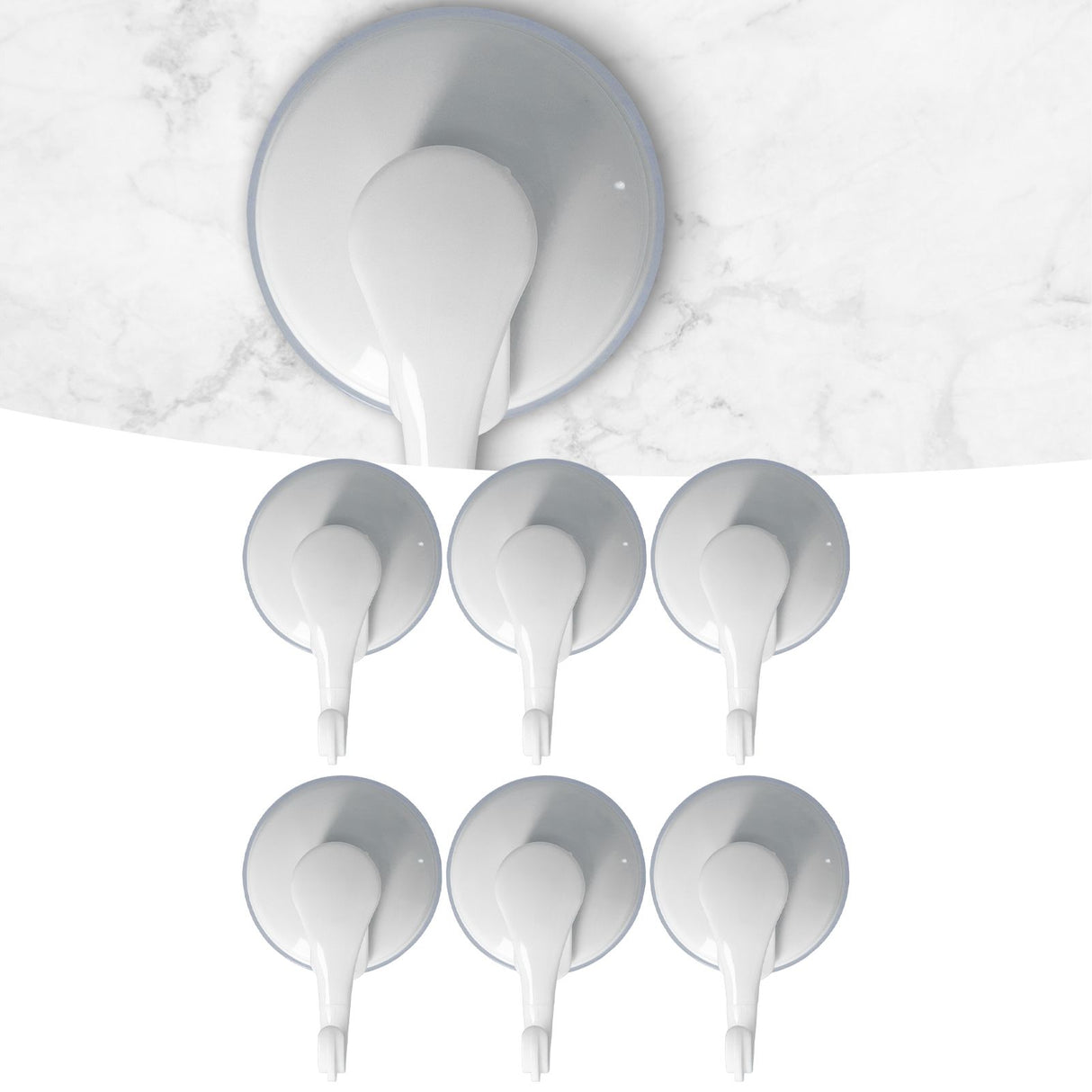 6PCS Strong Vacuum Wall Hook Towel Hook Plastic Self Adhesive Suction Cup for Kitchen Bathroom White