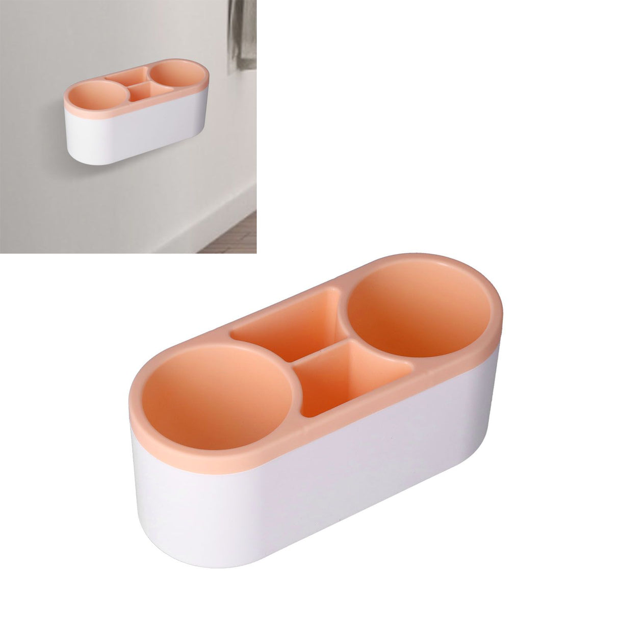 Hair Dryer Holder Wall Mounted Innovative Multifunctional Hair Tool Organizer with Stickers for Home Hotel BathroomOrange