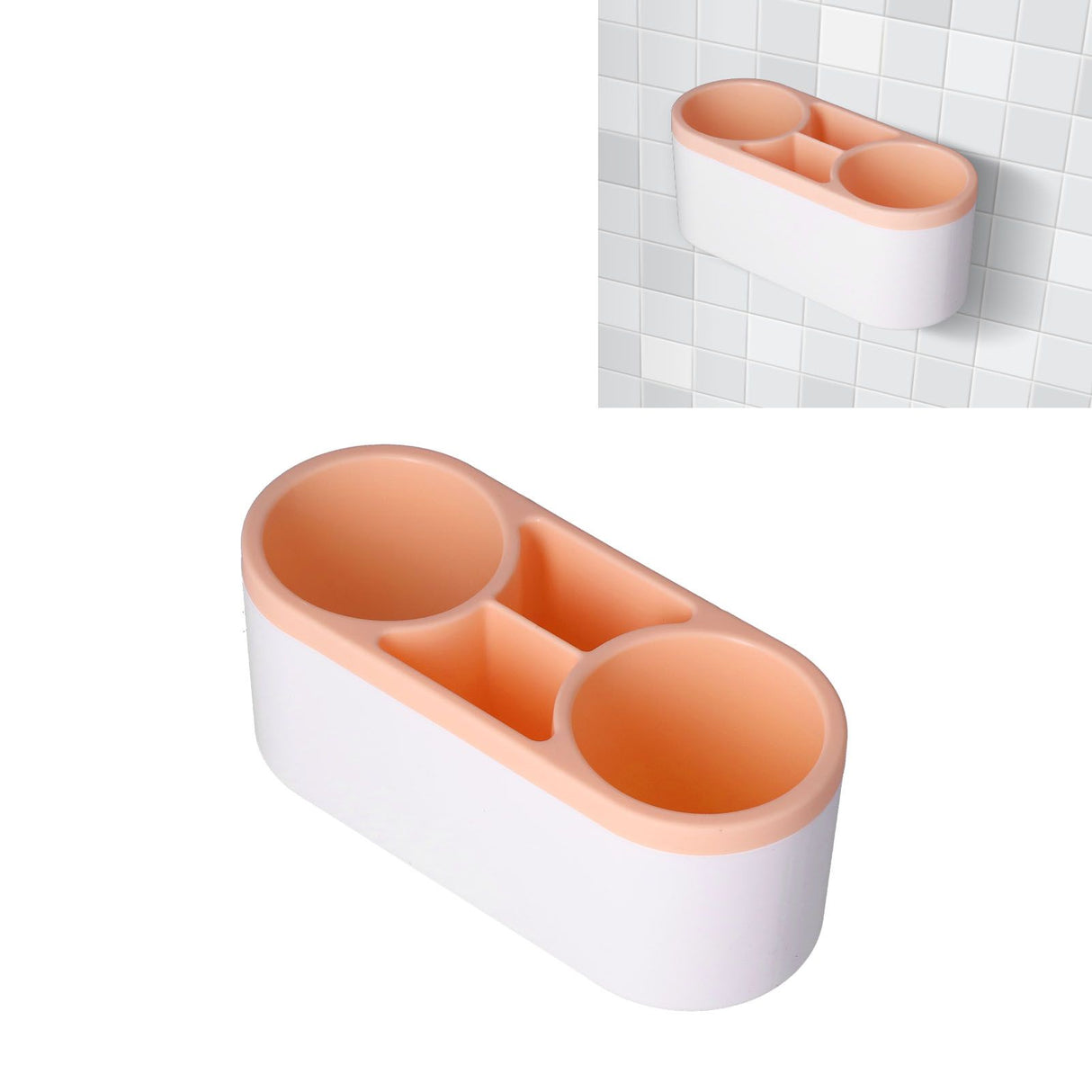 Hair Dryer Holder Wall Mounted Innovative Multifunctional Hair Tool Organizer with Stickers for Home Hotel BathroomOrange