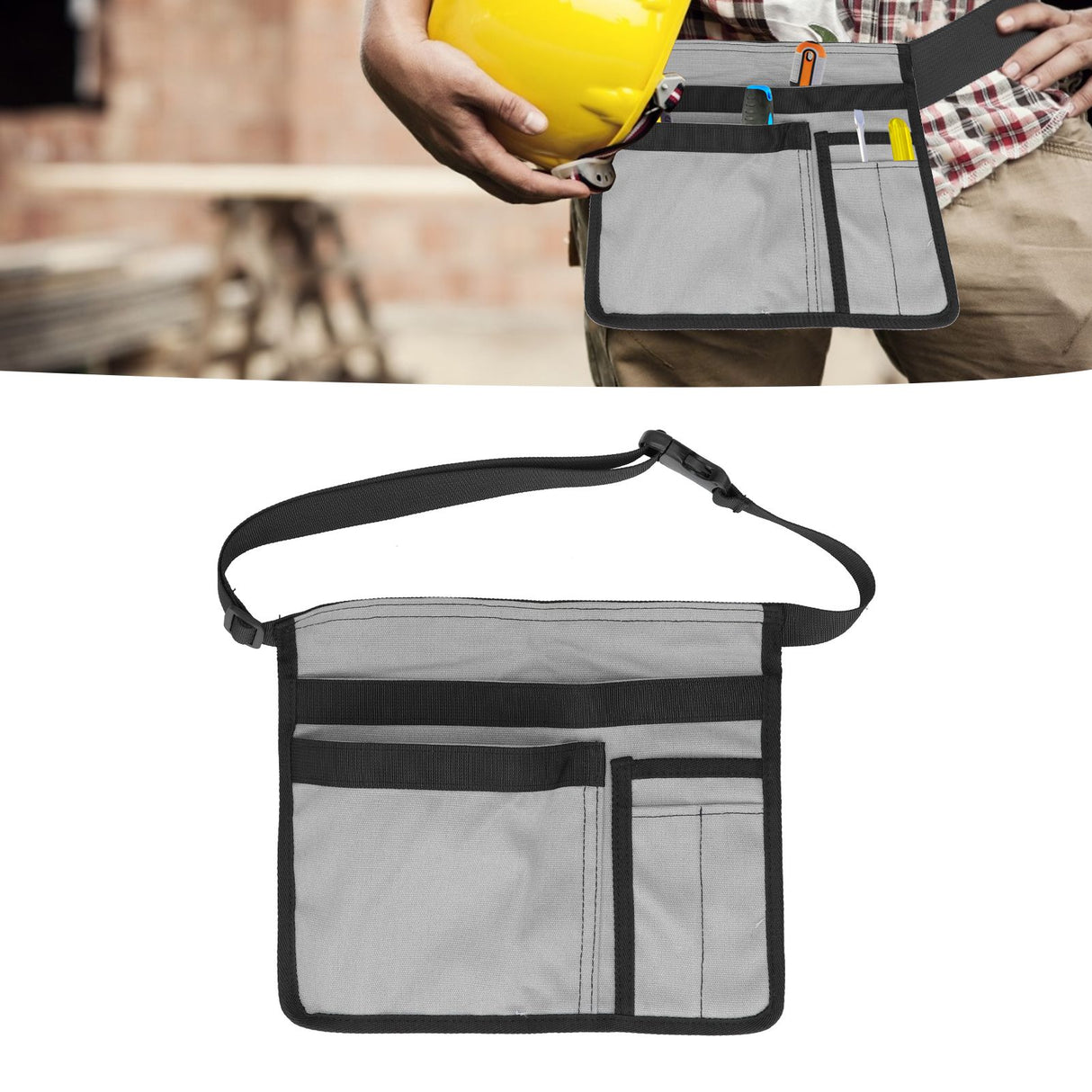 Unilateral Waist Hanging Tool Bag Wear Resistant Oxford Cloth Adjustable Tools Organizer for GardenGrey