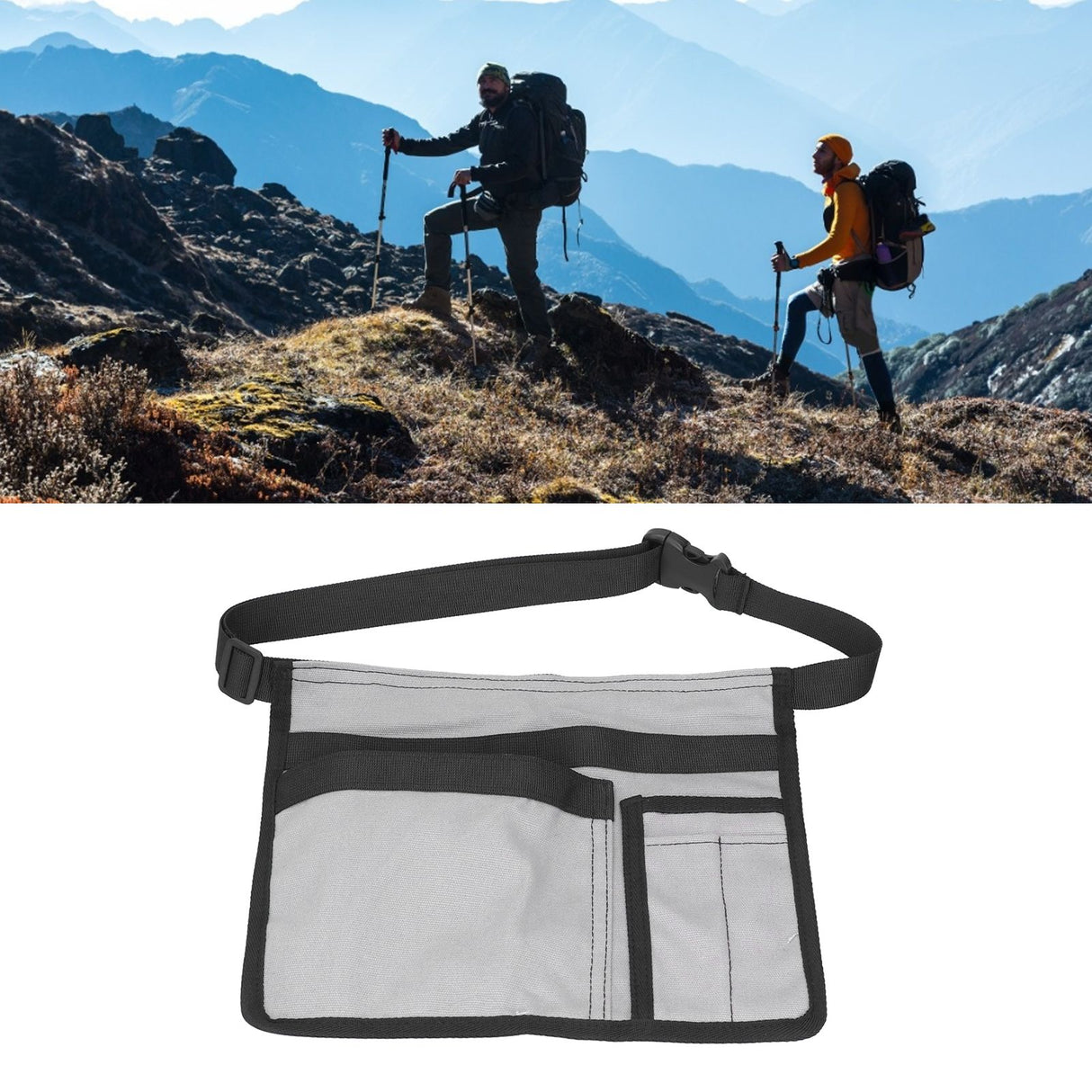 Unilateral Waist Hanging Tool Bag Wear Resistant Oxford Cloth Adjustable Tools Organizer for GardenGrey