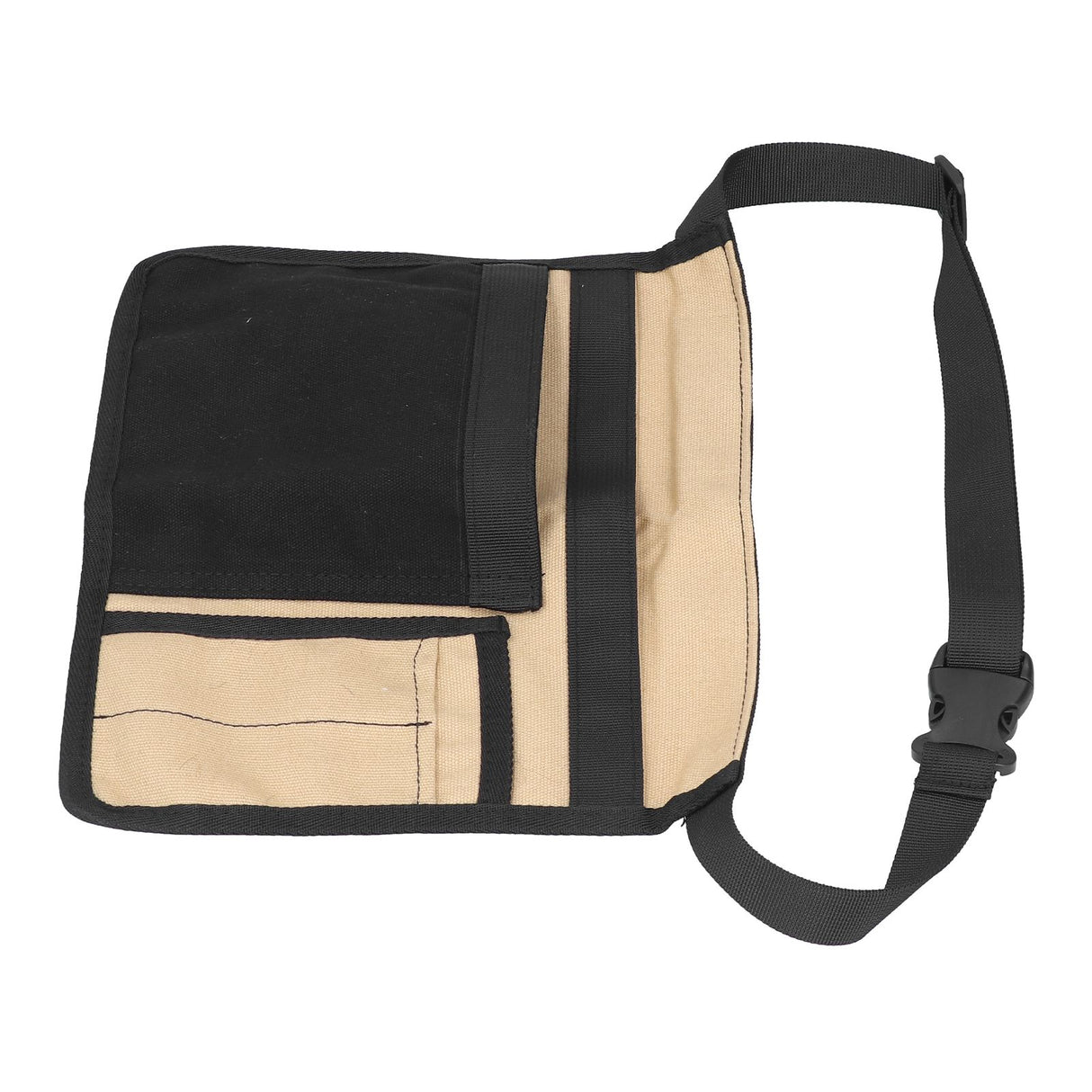 Unilateral Waist Hanging Tool Bag Wear Resistant Oxford Cloth Adjustable Tools Organizer for GardenKhaki Black