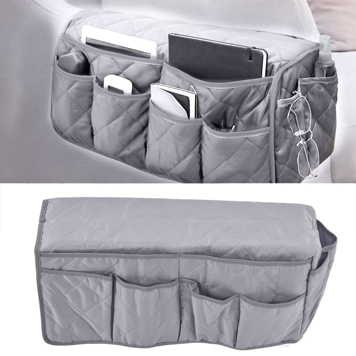 Couch Remote Holder Pocket Design Dustproof Waterproof Reasonable Layout Sofa Armrest OrganizersGrey