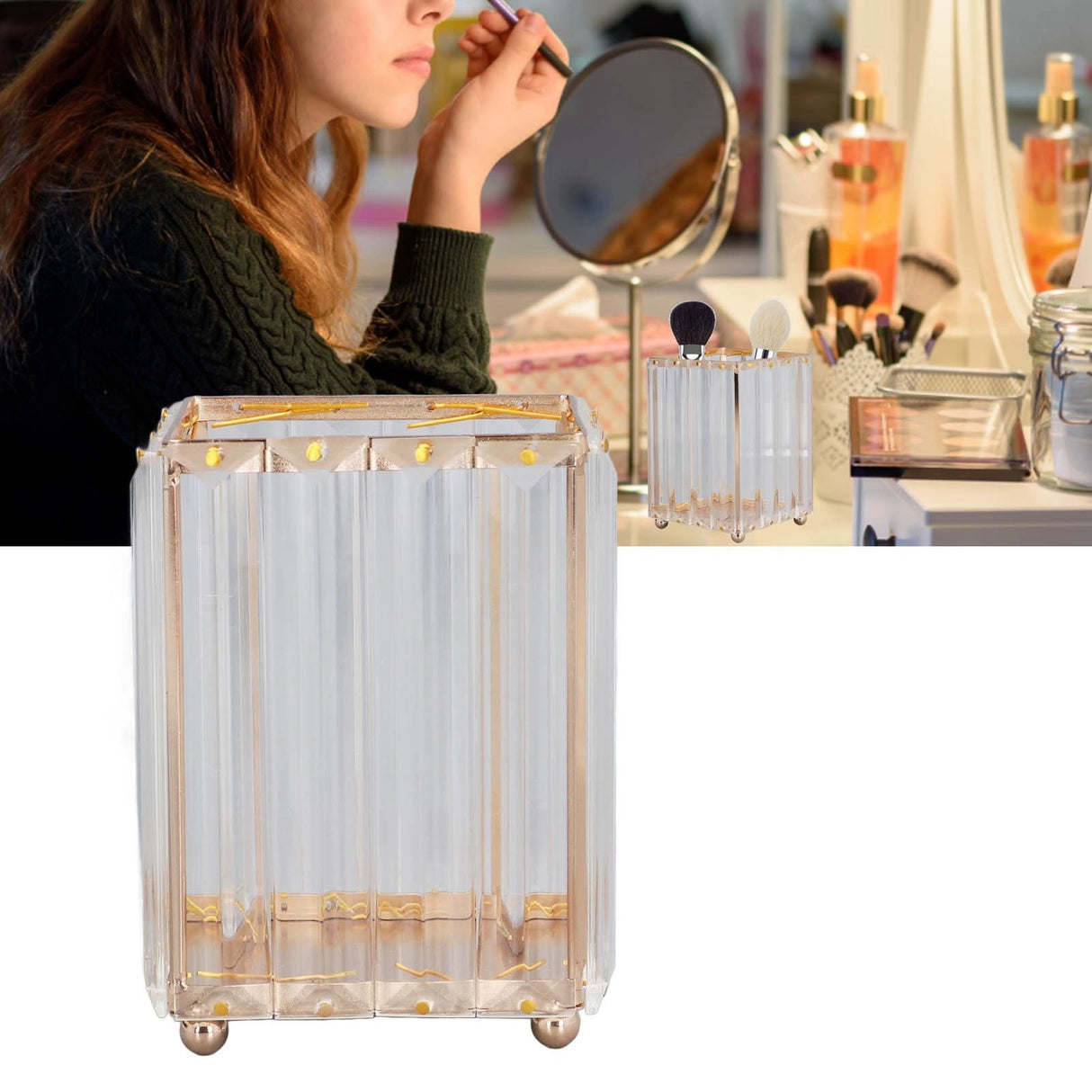 Makeup Brush Holder Large Capacity Elegant Style Durable Fadeless Corrosion Resistant Makeup Brush Organizer