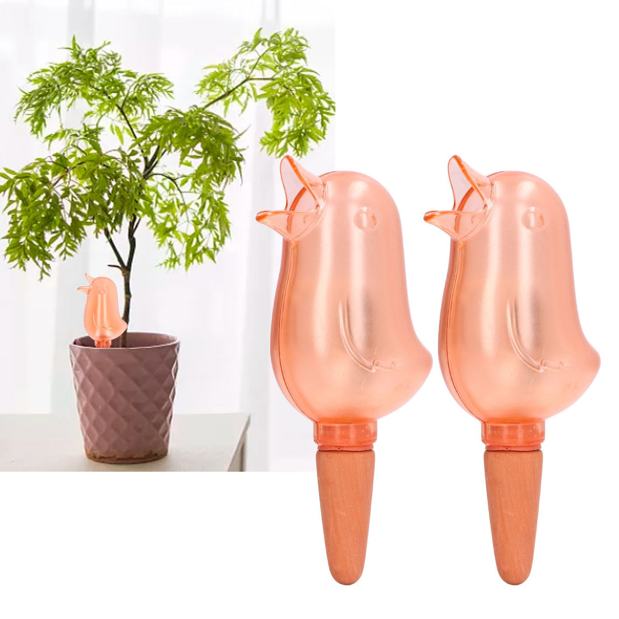 2Pcs Automatic Watering Device Bird Design Safe Environmentally Friendly Drip Irrigation Tool for Potted Plants