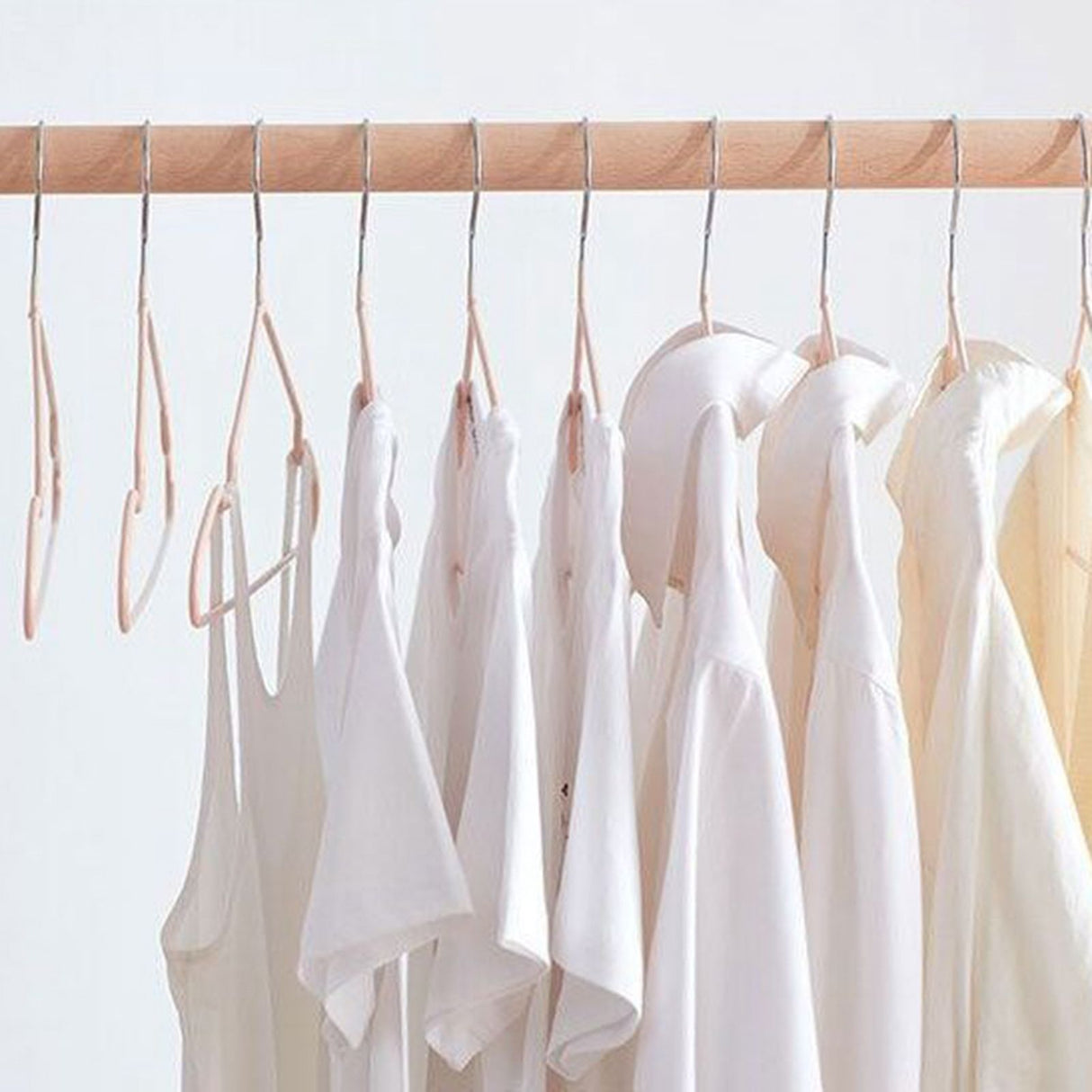 10PCS 40cm Coat Clothes Hanger Stainless Steel Drying Clothes Rack Laundry Rack for DormitoryPink
