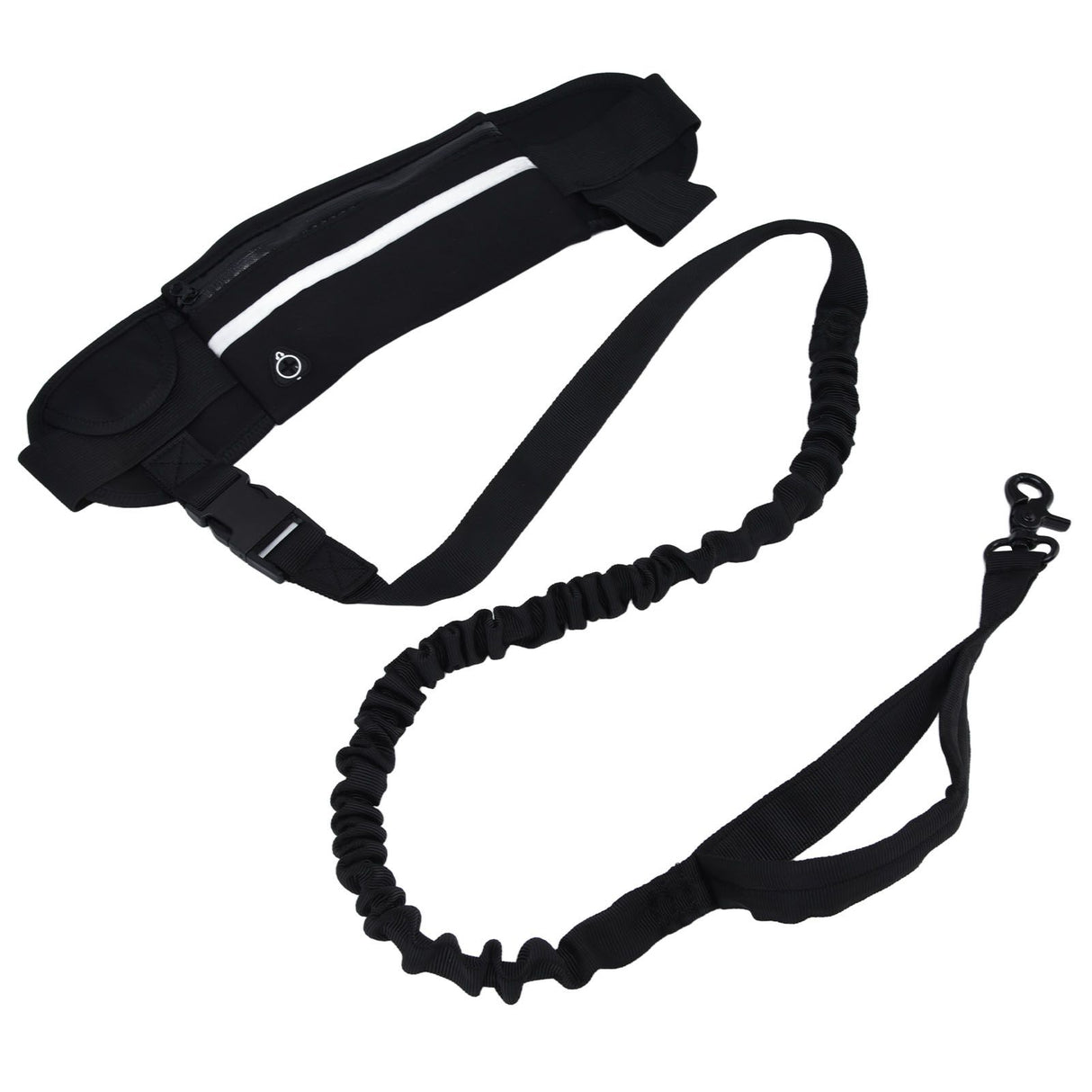 Sports Belt Bag Leash Set Reflective Elastic Explosion Proof Dog Running Traction Rope for Walking RunningBlack