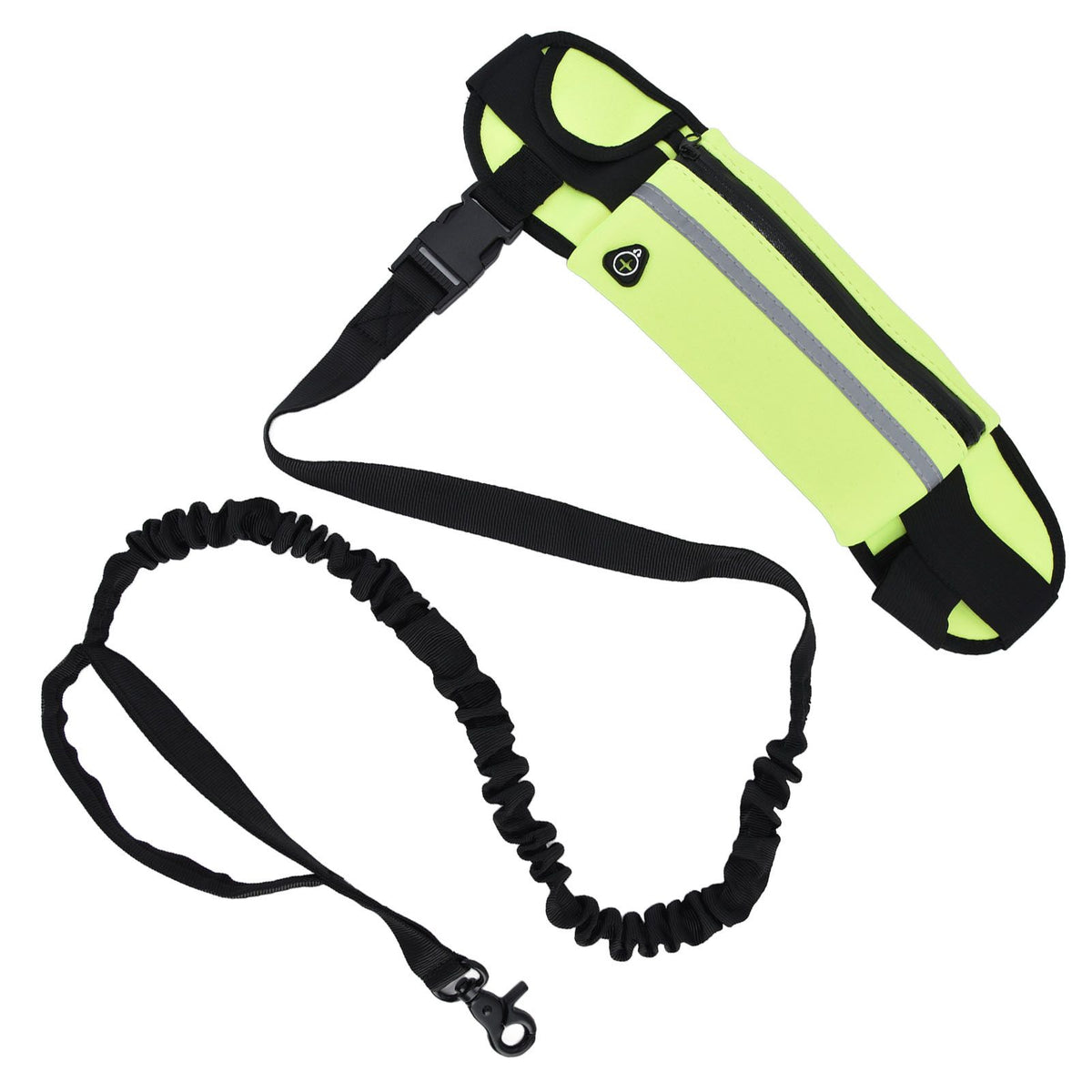 Sports Belt Bag Leash Set Reflective Elastic Explosion Proof Dog Running Traction Rope for Walking RunningGrass Green