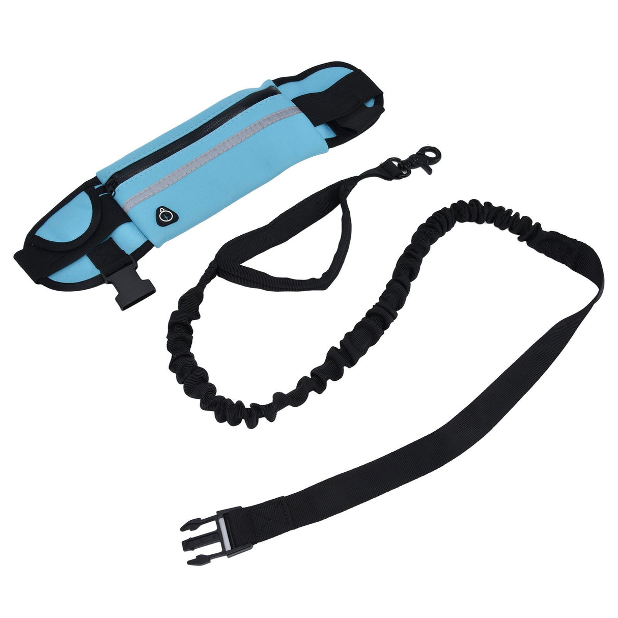 Sports Belt Bag Leash Set Reflective Elastic Explosion Proof Dog Running Traction Rope for Walking RunningSky Blue