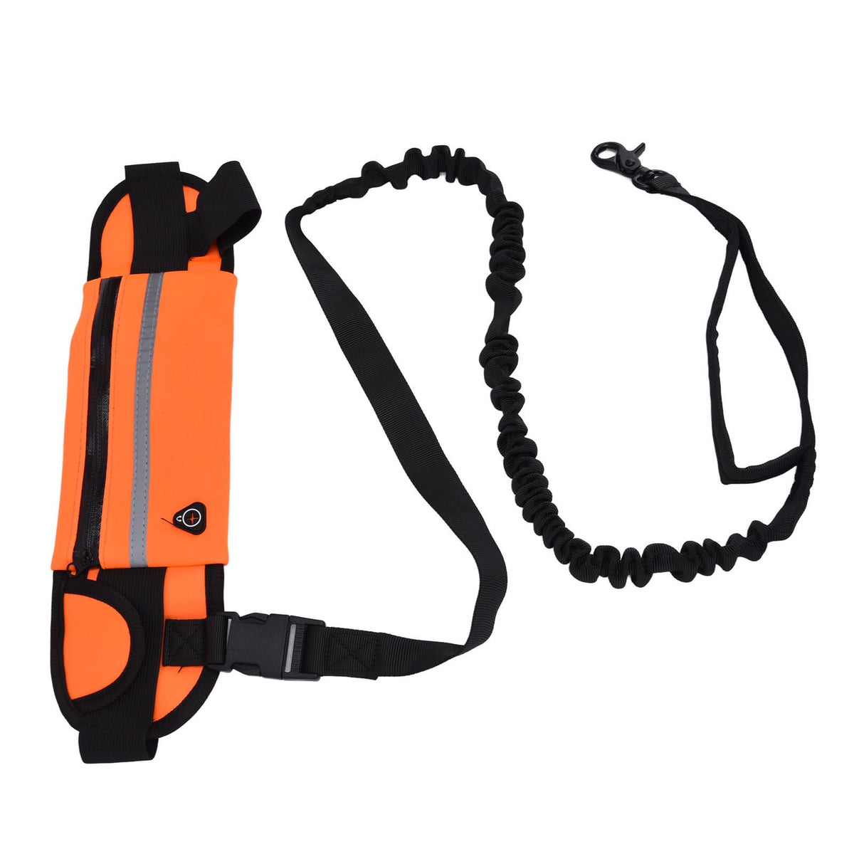 Hands Free Dog Leash Detachable Zipper Bag Reflective Strip Design Hands Free Flexible Waist Dog Leash for WalkingOrange