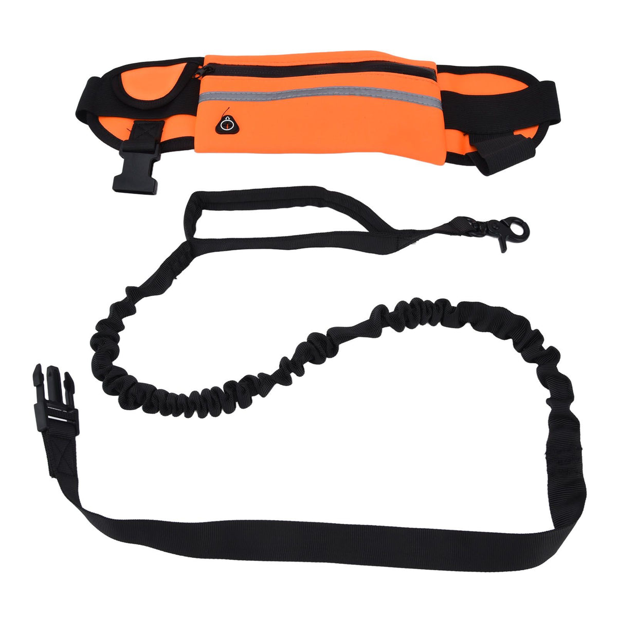 Hands Free Dog Leash Detachable Zipper Bag Reflective Strip Design Hands Free Flexible Waist Dog Leash for WalkingOrange