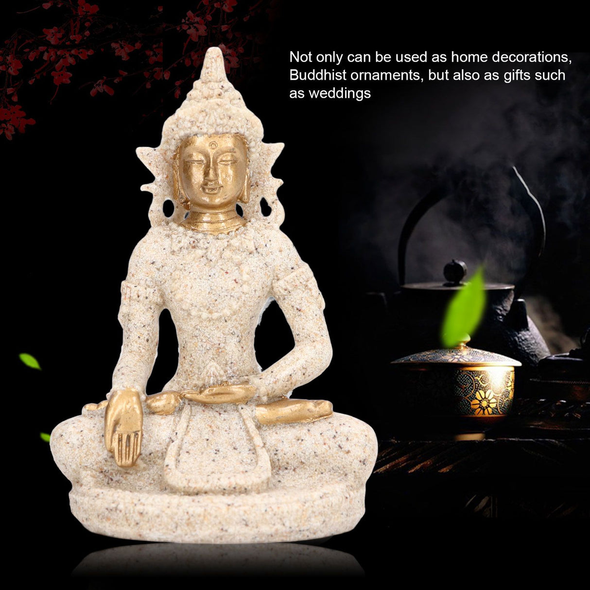 Buddha Statue Artisan Craftsmanship Clear Engraving Strong Frost Resistance Resin Meditating Buddha Statue for Hallway8135