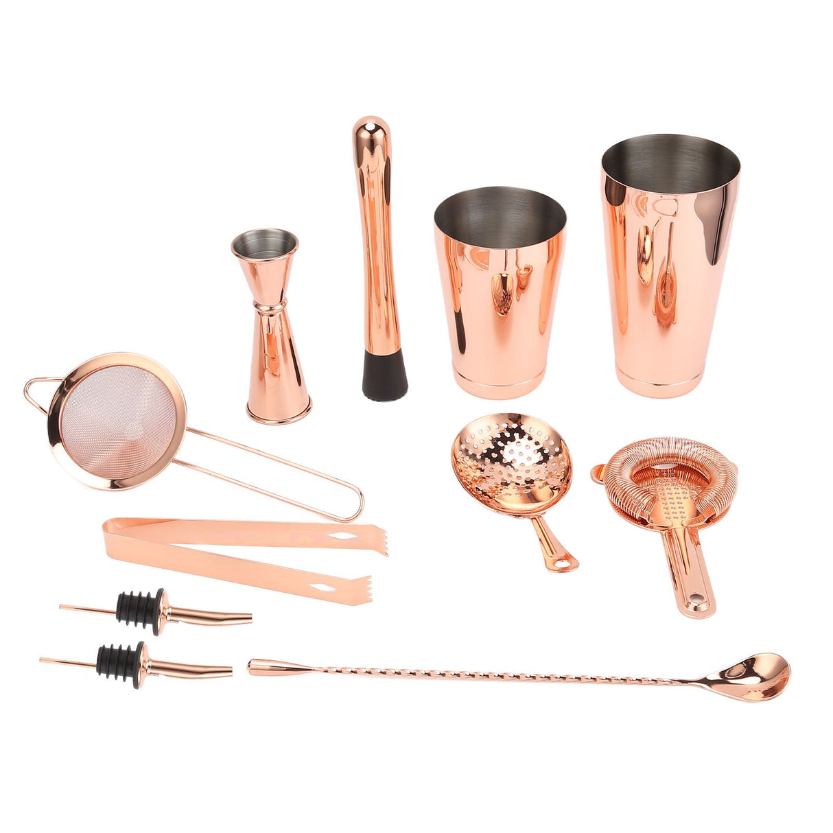 11PCS/Set Cocktail Shaker Set Bartender Kit Cocktail Strainer Stainless Steel Barware for Home PartyRose Gold