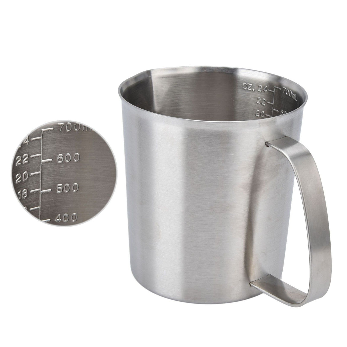 Measuring Cup 304 Stainless Steel CorrosionResistant Coffee Milk Frothing Cup with Scale for Home Coffee Shop(700ML )