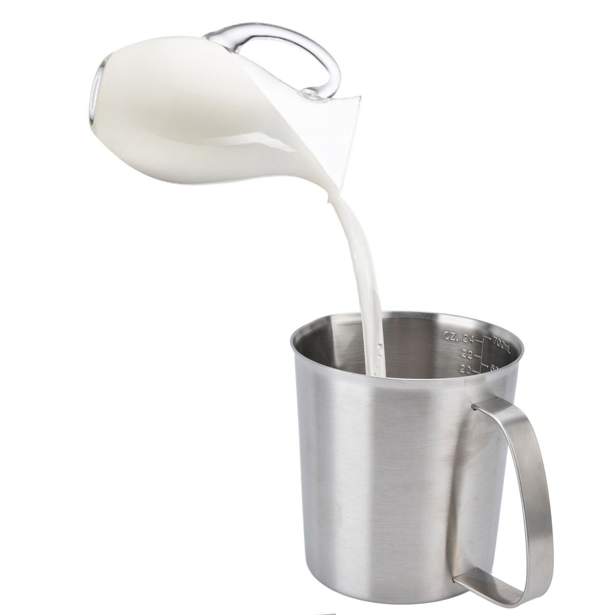 Measuring Cup 304 Stainless Steel CorrosionResistant Coffee Milk Frothing Cup with Scale for Home Coffee Shop(700ML )