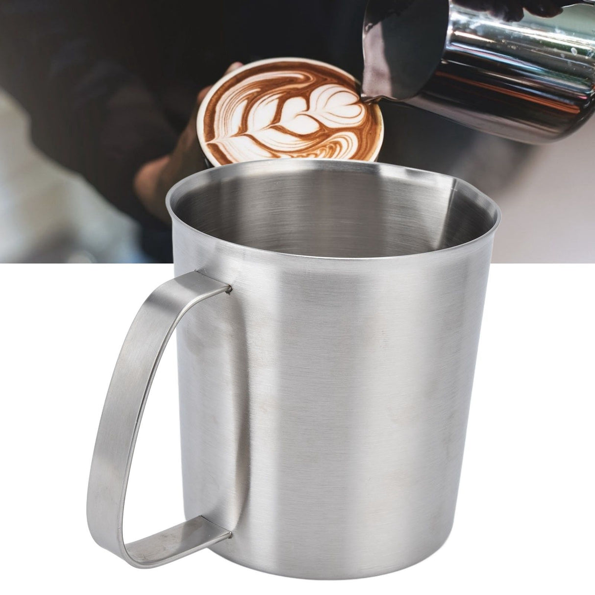 Measuring Cup 304 Stainless Steel CorrosionResistant Coffee Milk Frothing Cup with Scale for Home Coffee Shop(700ML )