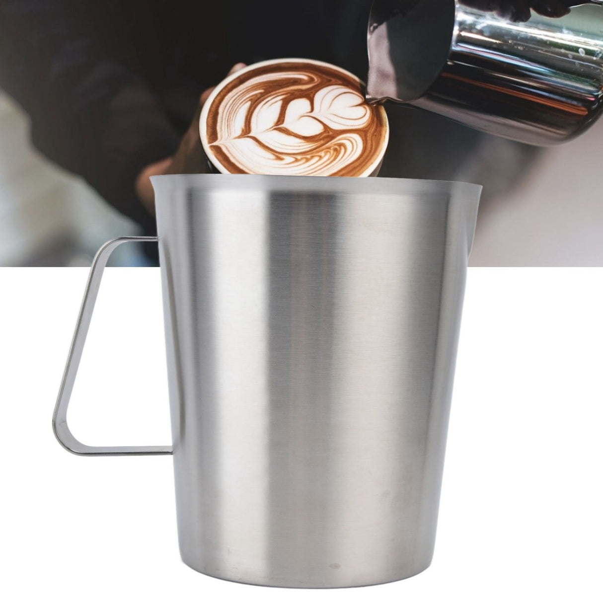 Measuring Cup 304 Stainless Steel CorrosionResistant Coffee Milk Frothing Cup with Scale for Home Coffee Shop(1500ML )