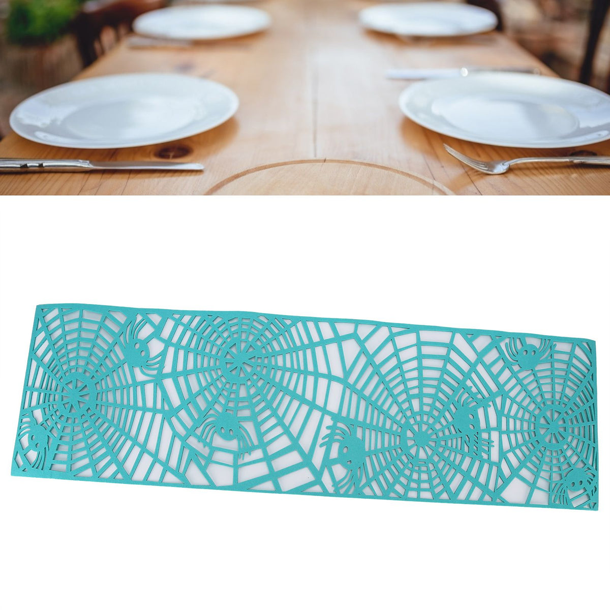 Rectangle Shape Tablecloth Hollow Out Table Runner for Wedding Household DecorationsGreen