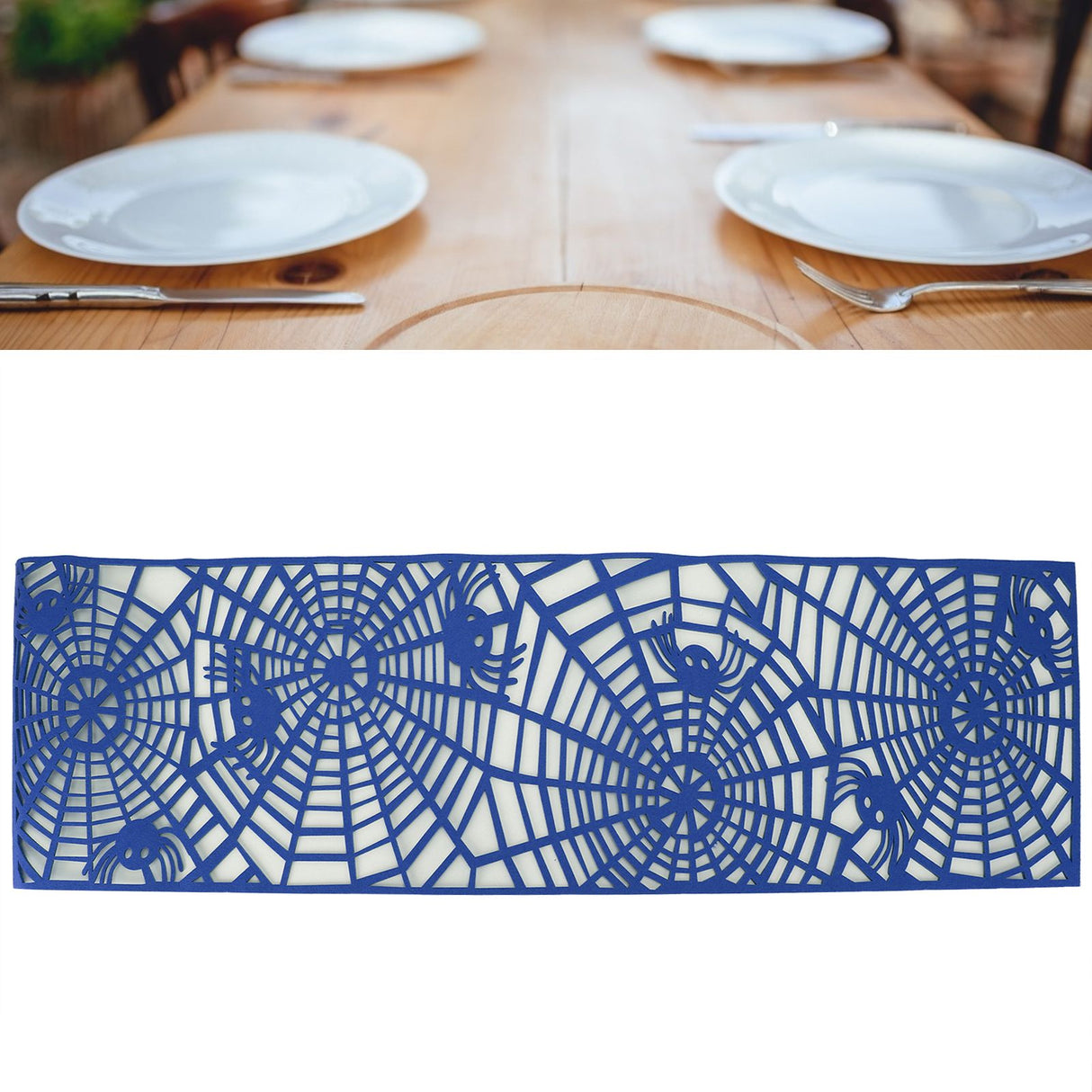 Rectangle Shape Tablecloth Hollow Out Table Runner for Wedding Household DecorationsDark Blue