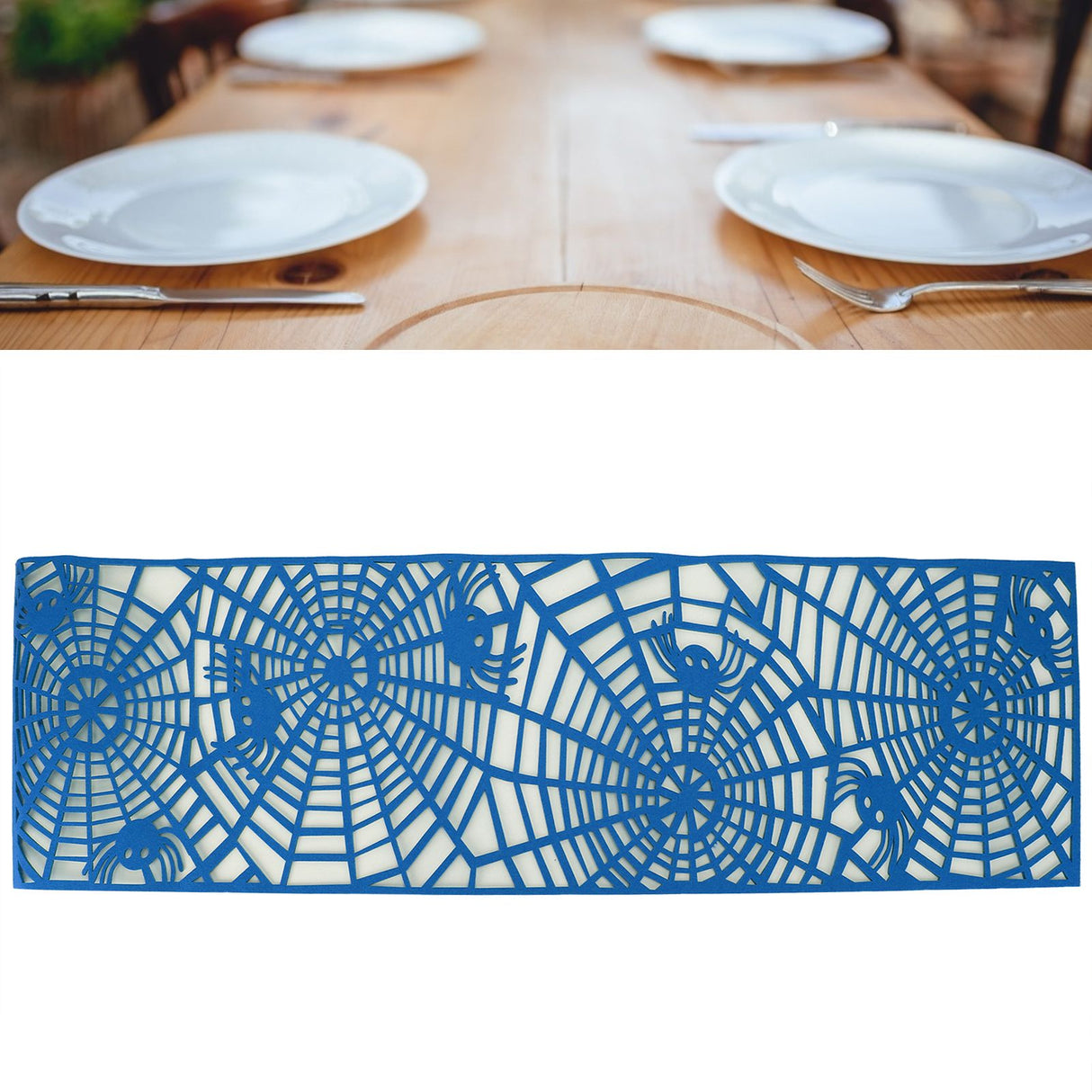 Rectangle Shape Tablecloth Hollow Out Table Runner for Wedding Household DecorationsLight Blue