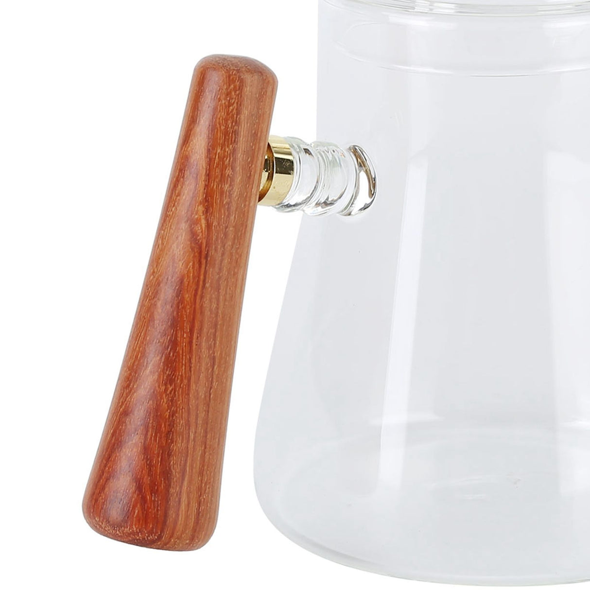 Coffee Kettle Pour Over High Borosilicate Glass Heat Resistant Round Wood Insulated Handle Gooseneck Kettle600ml