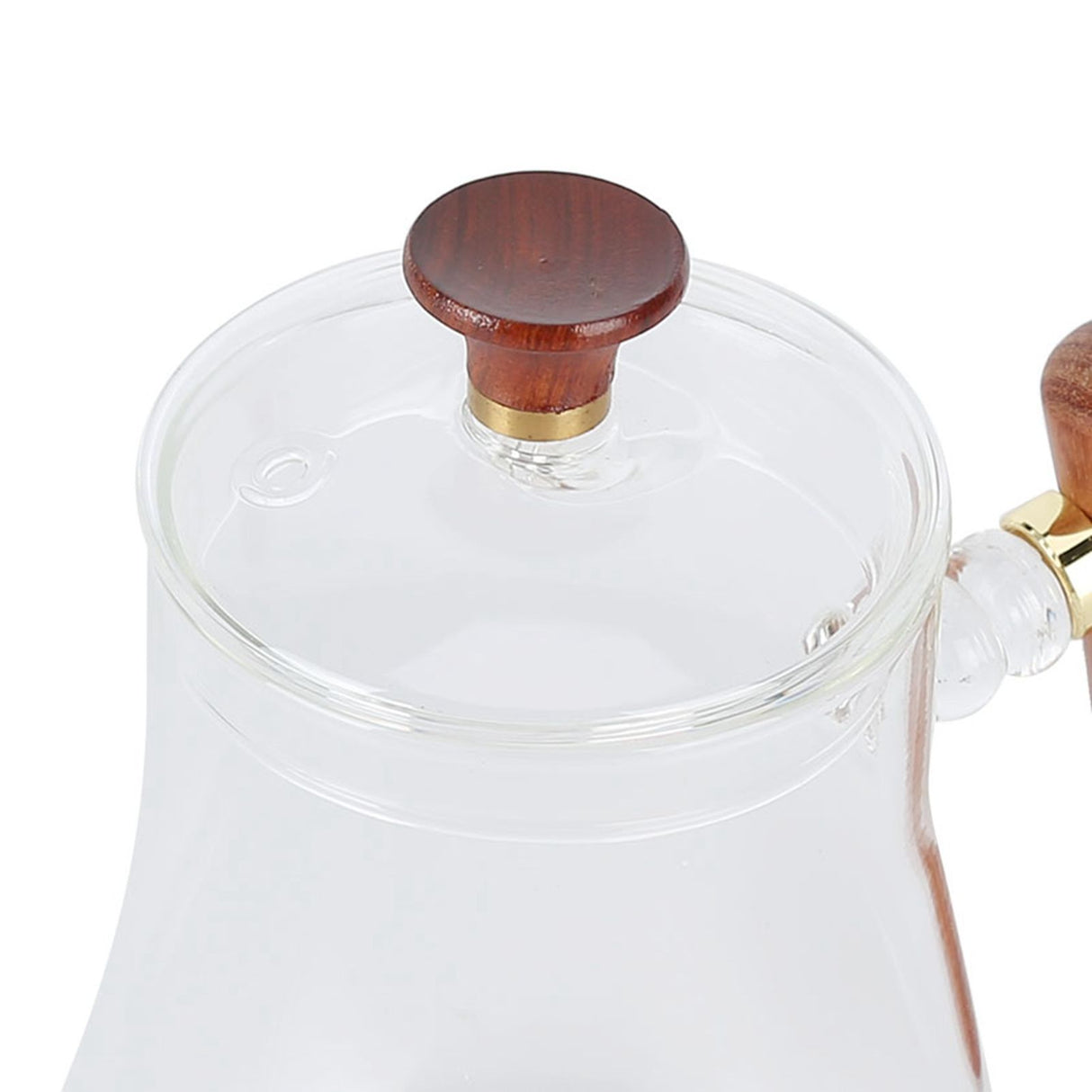 Coffee Kettle Pour Over High Borosilicate Glass Heat Resistant Round Wood Insulated Handle Gooseneck Kettle600ml