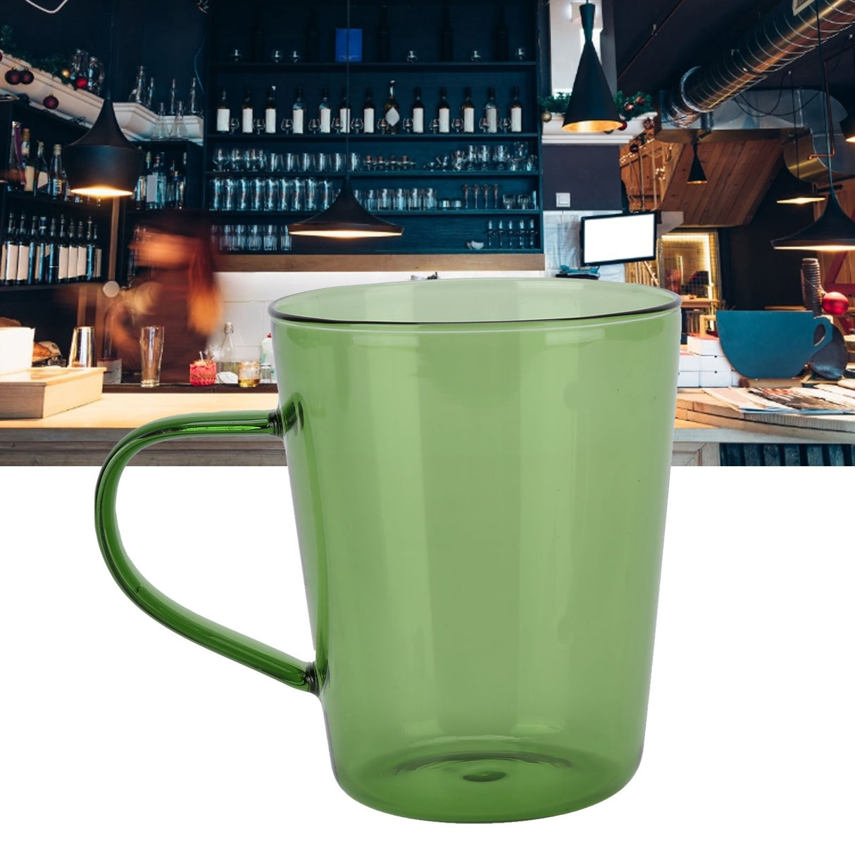 380ml Milk Cup High Borosilicate Glass Thermal Easy to Clean Glass Mug for Kitchens Hotels Coffee ShopsGreen
