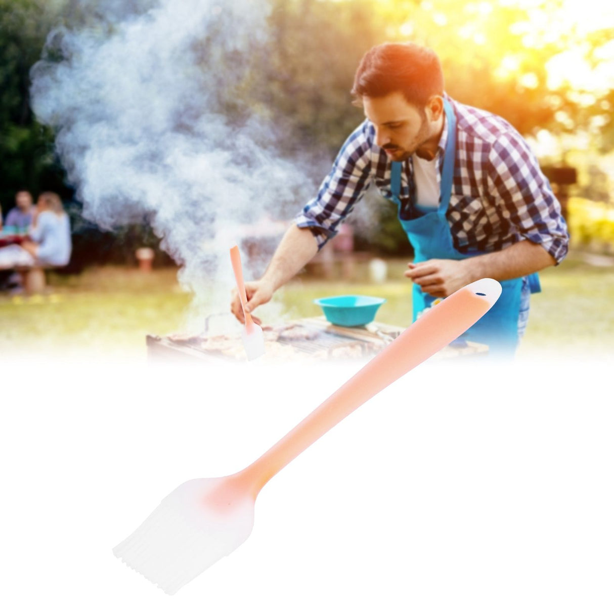 Oil Brush Heat Resistant Small Silicone Translucent Barbecue Cooking Seasoning BrushTransparent Orange