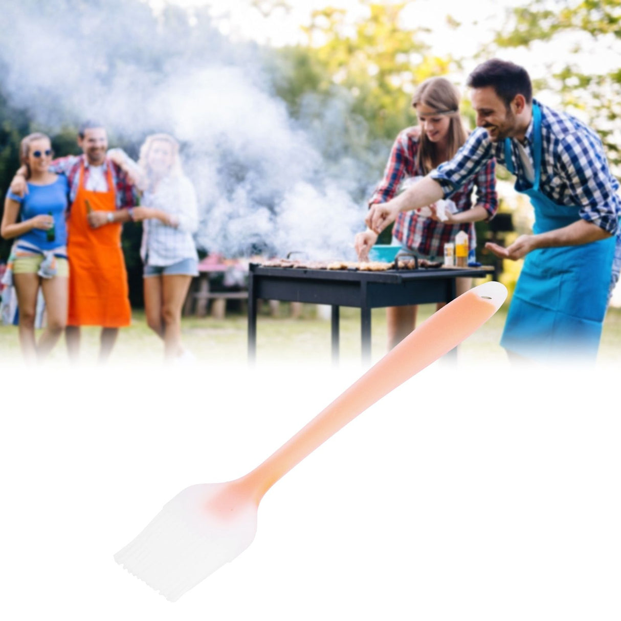 Oil Brush Heat Resistant Small Silicone Translucent Barbecue Cooking Seasoning BrushTransparent Orange