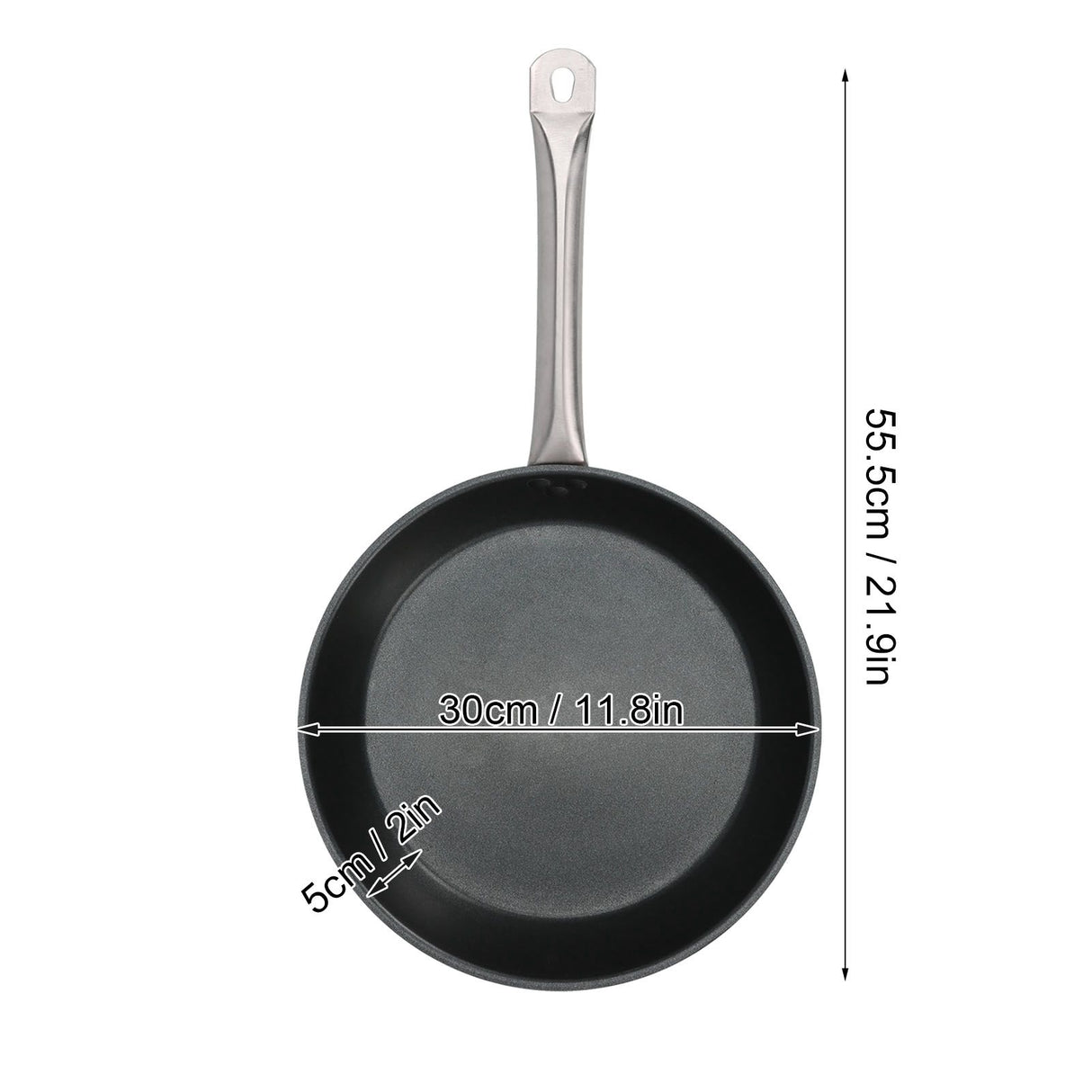 Stainless Steel Frying Pan Non‑Stick Stir‑Fry Pan Omelet Pancake Maker with Single Handle300x50mm