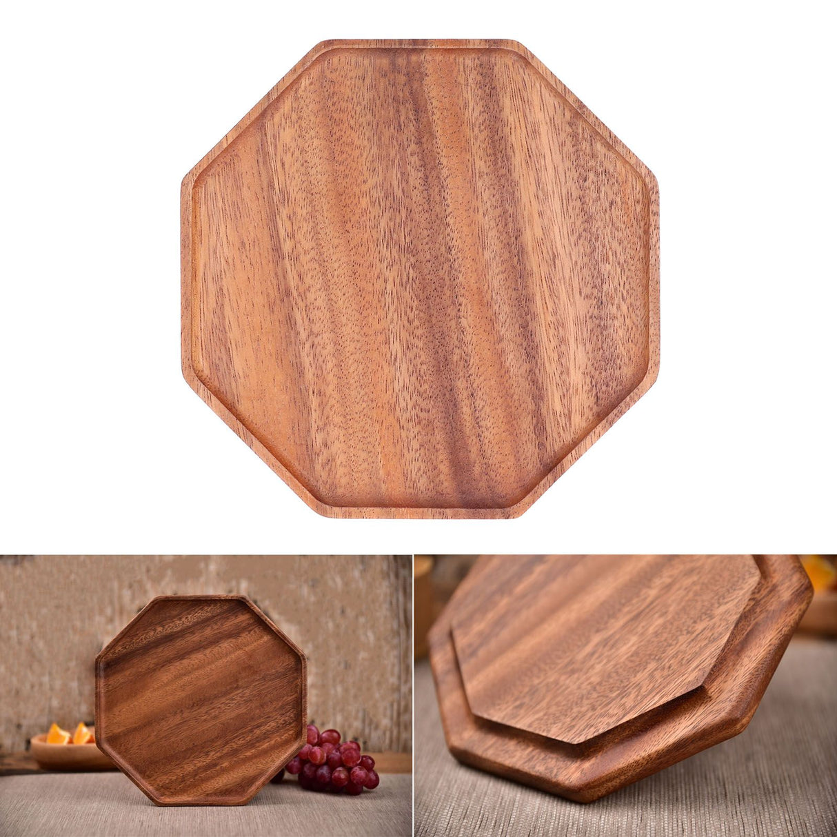 Tea Plate Natural Wood Environmental Protection Uniform Texture Odorless Serving Tray25x25x2cm