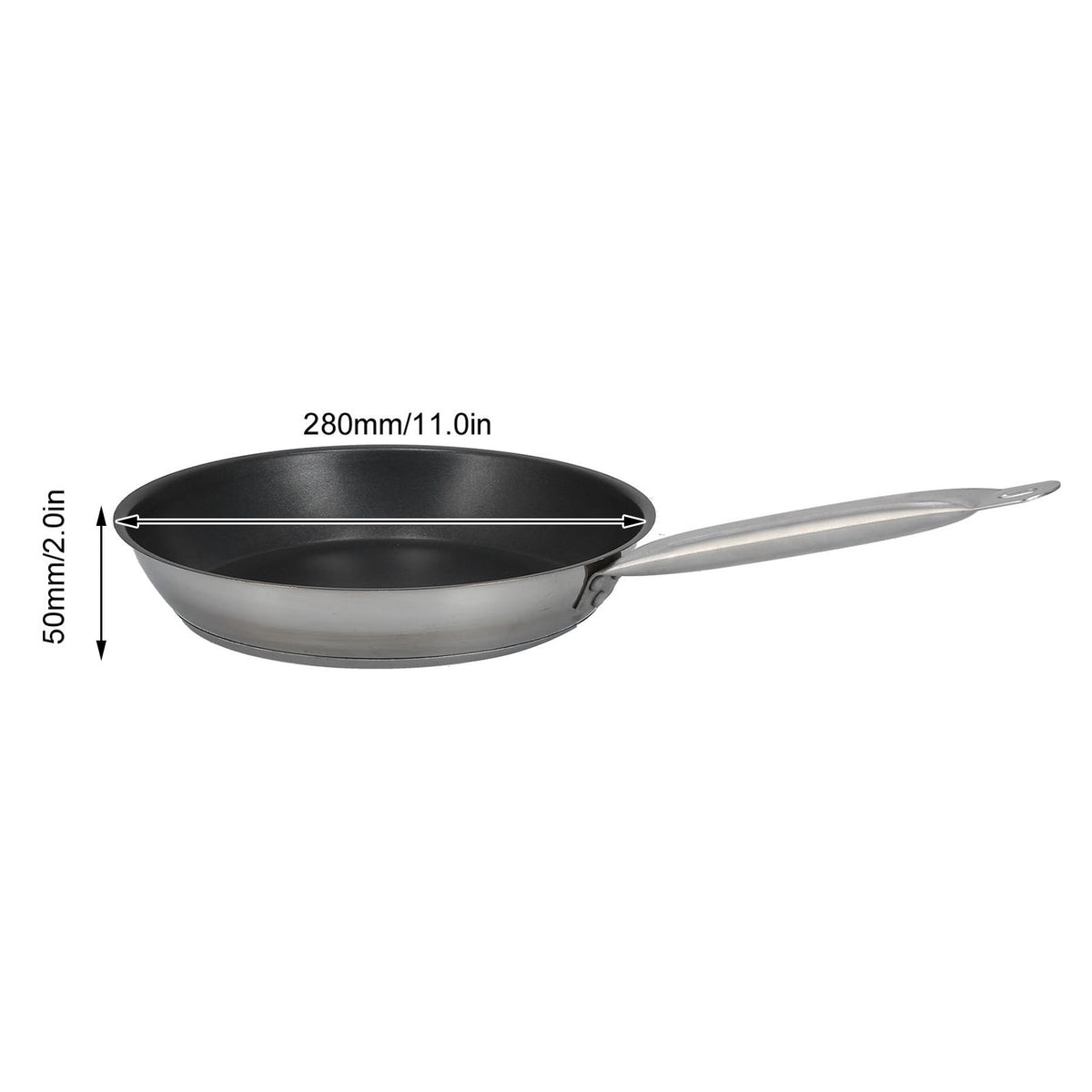 304 Stainless Steel Fry Pan Non Stick Heat Resistant Frying Egg Pan Professional Cookware for Kitchen Restaurant280x50mm