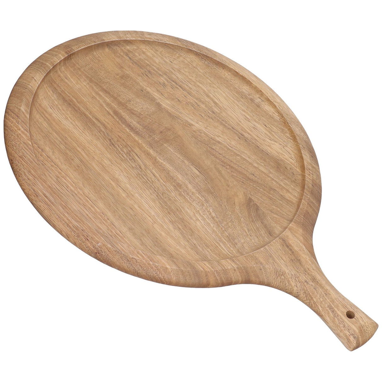 Wooden Pizza Tray Durable Round Serving Board with Handle Bread Food Dinner Plate for Restaurant Hotel