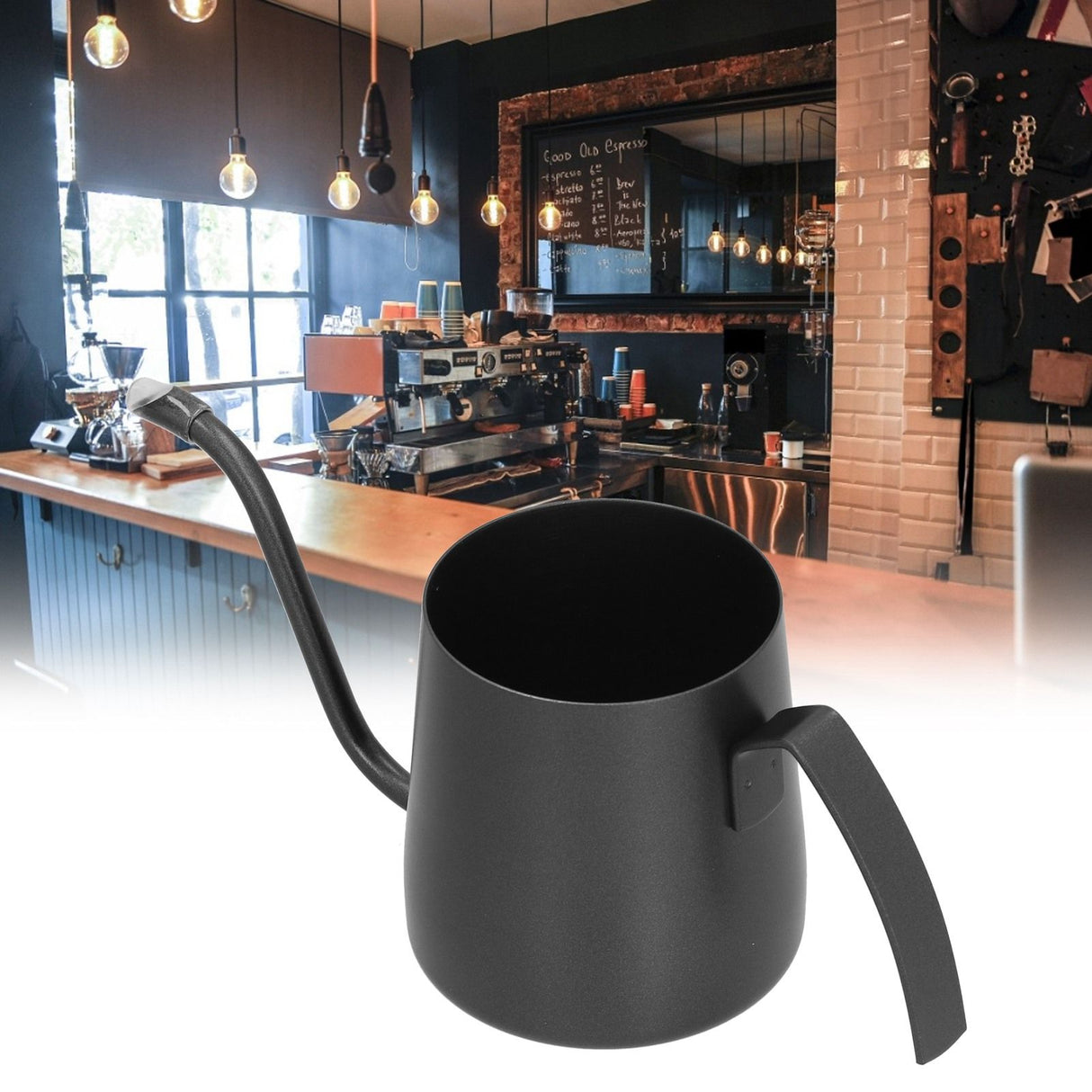 Coffee Pot Stainless Steel Long Narrow Spout Gooseneck Uncoated Tea Pot for Home Black250ml