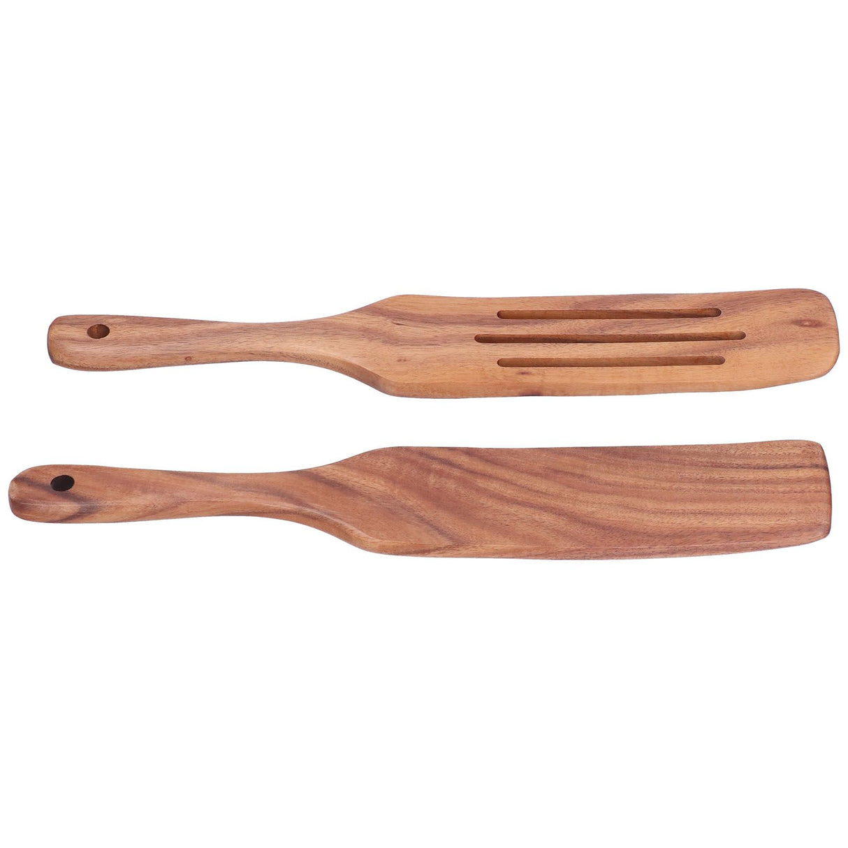 2pcs Slotted Turner Spatula Simple Wooden Spatula with Long Handlefor Cooking Salad Mixing
