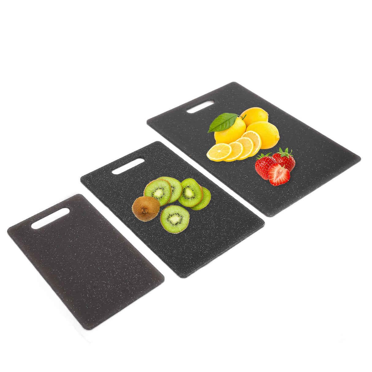 3Pcs Cutting Board Set Imitation Marble Pattern DoubleSided Chopping Board Kitchen Accessory(Black )