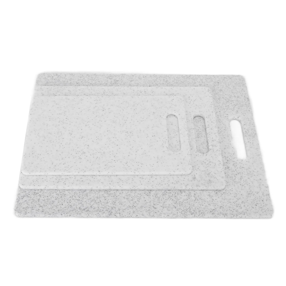 3Pcs Cutting Board Set Imitation Marble Pattern DoubleSided Chopping Board Kitchen Accessory(White )