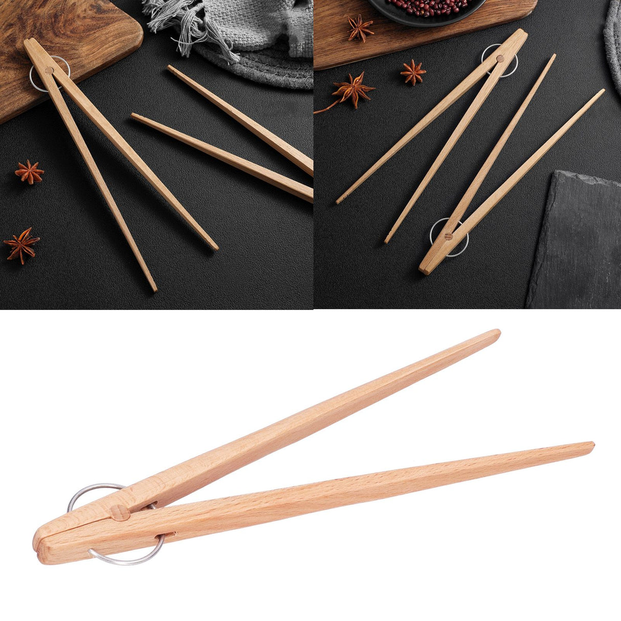 Bread Tongs Kitchen Wooden Baking Food Salad Fruits Tongs Cooking Tool Kitchen Gadget