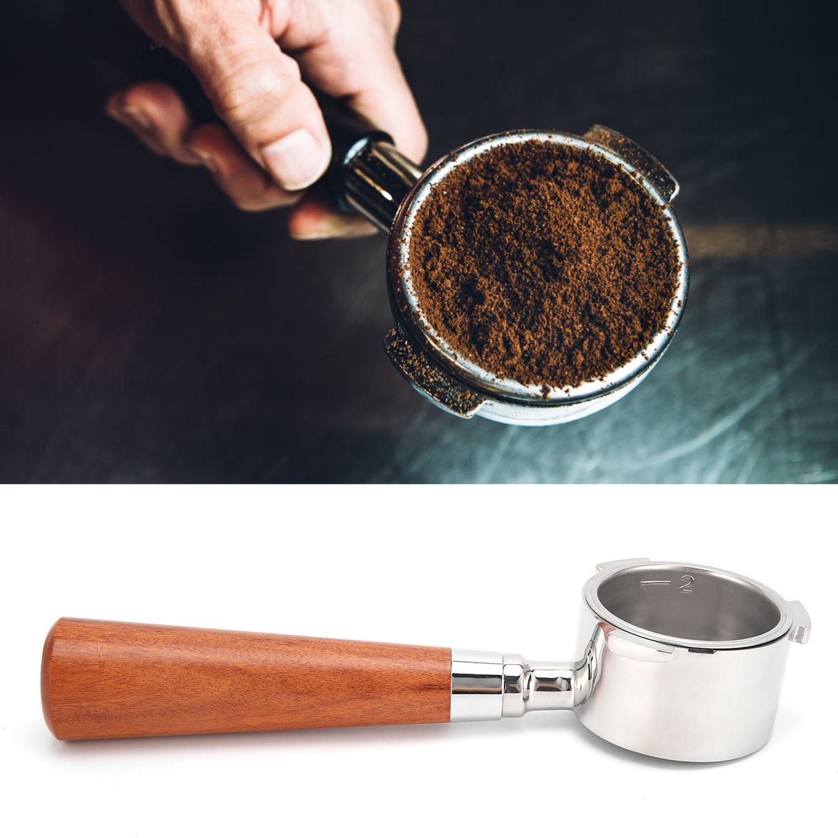 Coffee Bottomless Portafilter Stainless Steel Filter Holder Basket Replacement Tool Coffee Machine Accessory51mm Rosewood