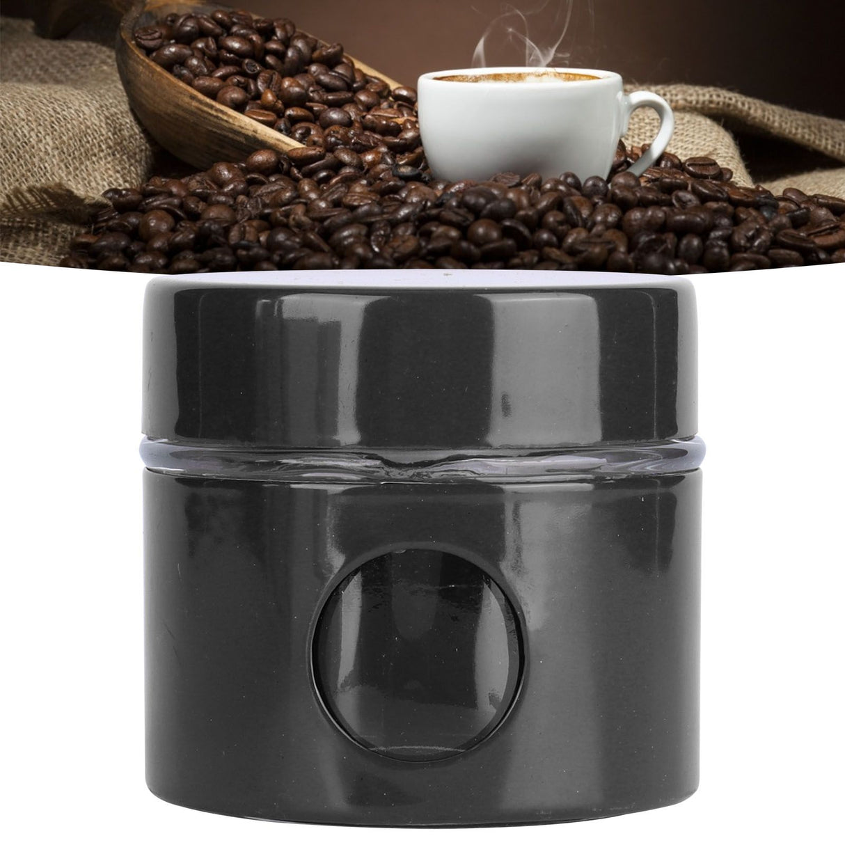 Coffee Bean Container Iron Glass Mini Sealed Jar Kitchen Storage Tank for Beans TeaBlack