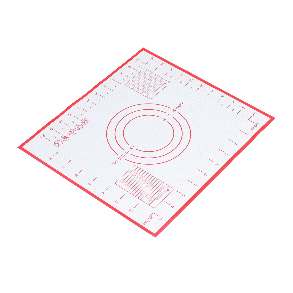Baking Mat Silicone Non Slip Heat Resistant Dough Mat with Scale for Home Kitchen 29x26cmRed