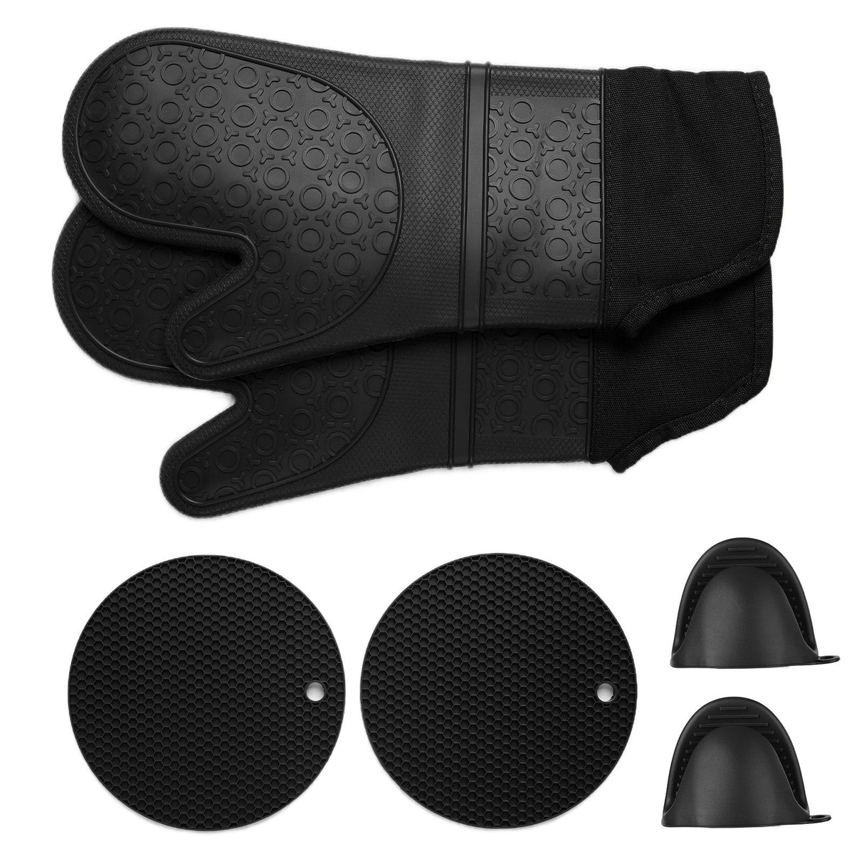 Insulation Gloves Thickened Silicone Barbecue Microwave Oven Anti Scalding Glove for Kitchen Baking CookingBlack