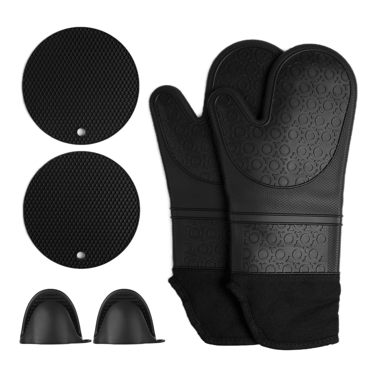 Insulation Gloves Thickened Silicone Barbecue Microwave Oven Anti Scalding Glove for Kitchen Baking CookingBlack