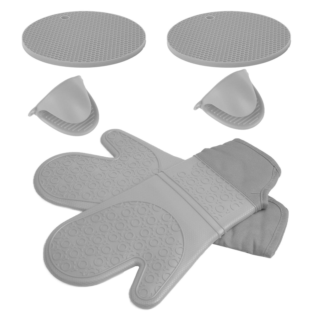 Insulation Gloves Thickened Silicone Barbecue Microwave Oven Anti Scalding Glove for Kitchen Baking CookingGray